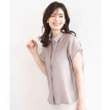 ベージュ | メタル釦シアーフレンチスリーブブラウス/接触冷感/洗える/WEB限定サイズあり | OFUON