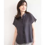 ダークグレー | メタル釦シアーフレンチスリーブブラウス/接触冷感/洗える/WEB限定サイズあり | OFUON