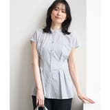 ホワイト | ストライプローンブラウス/接触冷感/通気性/透湿性/WEB限定サイズあり | OFUON