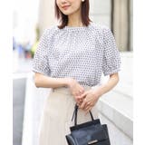 アイボリー | カラースクエアプリント2wayブラウス/洗える | OFUON