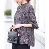 小花柄シャーリングブラウス/前後2way/洗える | OFUON | 詳細画像1 