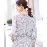 小花柄シャーリングブラウス/前後2way/洗える | OFUON | 詳細画像10 