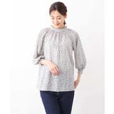 小花柄シャーリングブラウス/前後2way/洗える | OFUON | 詳細画像19 