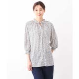 小花柄シャーリングブラウス/前後2way/洗える | OFUON | 詳細画像28 