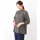 小花柄シャーリングブラウス/前後2way/洗える | OFUON | 詳細画像30 