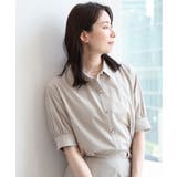 ベージュ | 衿付きタックスリーブシャツブラウス 接触冷感 UVカット | OFUON