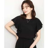 ブラック | シアーチェックフリルブラウス/洗える/WEB限定サイズあり/セットアップ可 | OFUON