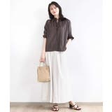 ドットジャガードフリルリボンブラウス/UVカット/洗える/WEB限定サイズあり | OFUON | 詳細画像3