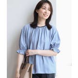 ライトブルー | 配色パイピング楊柳ブラウス/洗える/WEB限定サイズあり | OFUON