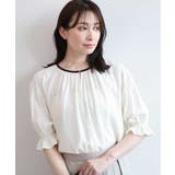 アイボリー | 配色パイピング楊柳ブラウス/洗える/WEB限定サイズあり | OFUON