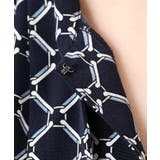幾何学柄ボウタイ五分袖ブラウス 洗濯機で洗える WEB限定サイズあり | OFUON | 詳細画像2