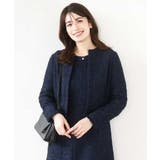 ネイビー | [セットアップ対応]ツイードノーカラージャケット/WEB限定 | OFUON