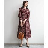 ブラウンレッド | レオパードフラワーワンピース/洗濯機で洗える/WEB限定サイズあり | OFUON