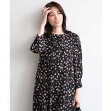 ブラック | レオパードフラワーワンピース/洗濯機で洗える/WEB限定サイズあり | OFUON
