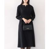 ブラック | ウールライクベルトデザインワンピース/洗える/WEB限定サイズあり | OFUON