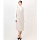 サイドパール調釦デザインVネックジャンパースカート 洗える WEB限定サイズあり | OFUON | 詳細画像15