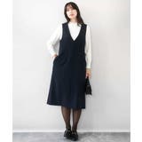 サイドパール調釦デザインVネックジャンパースカート 洗える WEB限定サイズあり | OFUON | 詳細画像2