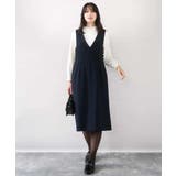 サイドパール調釦デザインVネックジャンパースカート 洗える WEB限定サイズあり | OFUON | 詳細画像6