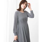 ネイビー | ジオメトリックプリントジャージワンピース/洗える/WEB限定サイズあり | OFUON