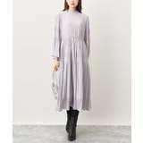 ライトグレー | シフォンジョーゼットフリルネックプリーツワンピース/洗える | OFUON