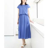 ブルー | リネンライクウエスト切り替えワンピース/洗える/WEB限定 | OFUON