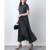 チャコール | ウエスト切り替えキーネックワンピース/洗える/WEB限定 | OFUON