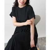 ブラック | ウエスト切り替えキーネックワンピース/洗える/WEB限定 | OFUON