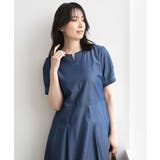 ブルー | 配色ステッチ デニムライクワンピース/洗濯機で洗える/WEB限定サイズあり | OFUON