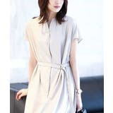 ベージュ | リボンベルト付きシャツワンピース/2way仕様/洗える/WEB限定サイズ | OFUON