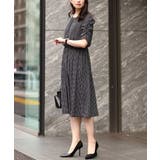 ブラック | 変形ドット柄ワンピース/洗える | OFUON