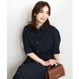 ネイビー | サッカーストライプシャツワンピース/洗濯機で洗える/WEB限定サイズあり | OFUON