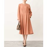 オレンジ | タック切り替えワンピース/洗える | OFUON