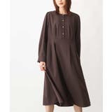 ブラウン | タック切り替えワンピース/洗える | OFUON