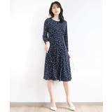 総柄ウエスト切り替えワンピース/洗える/WEB限定サイズあり | OFUON | 詳細画像3 