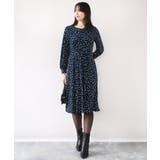 ネイビー | 総柄ウエスト切り替えワンピース/洗える/WEB限定サイズあり | OFUON