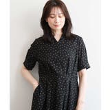 ドット柄キーネックウエスト切替ワンピース/洗濯機で洗える/WEB限定サイズあり | OFUON | 詳細画像2