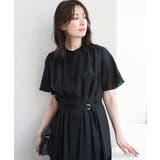 ブラック | シアータッチベルト付きワンピース/洗える/WEB限定サイズあり | OFUON