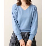 ブルー | ベーシックVネックニット/洗える/WEB限定サイズあり | OFUON
