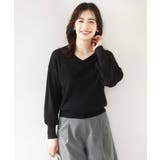 ブラック | ベーシックVネックニット/洗える/WEB限定サイズあり | OFUON