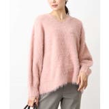 ピンク | フェザーヤーンVネックニット | OFUON