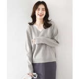Vネックレース片畦編みニット/洗える/WEB限定サイズあり | OFUON | 詳細画像2 