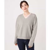 Vネックレース片畦編みニット/洗える/WEB限定サイズあり | OFUON | 詳細画像25 