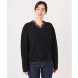 Vネックレース片畦編みニット/洗える/WEB限定サイズあり | OFUON | 詳細画像28 