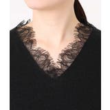 Vネックレース片畦編みニット/洗える/WEB限定サイズあり | OFUON | 詳細画像29 