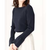 ネイビー | フレアースリーブリブニット/洗える/WEB限定サイズあり | OFUON