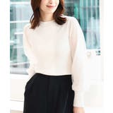 ホワイト | シフォンチュール袖ニット/洗える/WEB限定サイズあり | OFUON