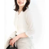 ホワイト | ボウタイデザイン六分袖ニット/洗える/WEB限定サイズあり | OFUON
