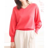 ポピーレッド | ハイゲージVネックニット/接触冷感/洗える/WEB限定サイズあり | OFUON