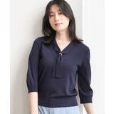 ボウタイデザイン六分袖ニット/接触冷感/洗える/WEB限定サイズあり | OFUON | 詳細画像12 