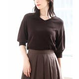 ブラウン | ハイゲージVネックニット/UVカット/接触冷感/洗える/WEB限定サイズあり | OFUON